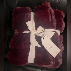 Indigo Plush Faux Fur Throw in Deep Wine